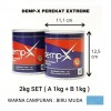 DEMP-X Perekat Extreme 2kg SET ( A 1kg + B 1kg ), Warna : Biru Muda